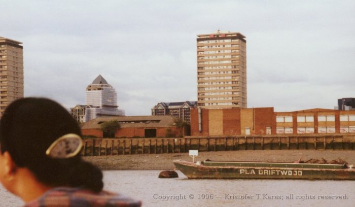 The Docklands, riverboat view, London