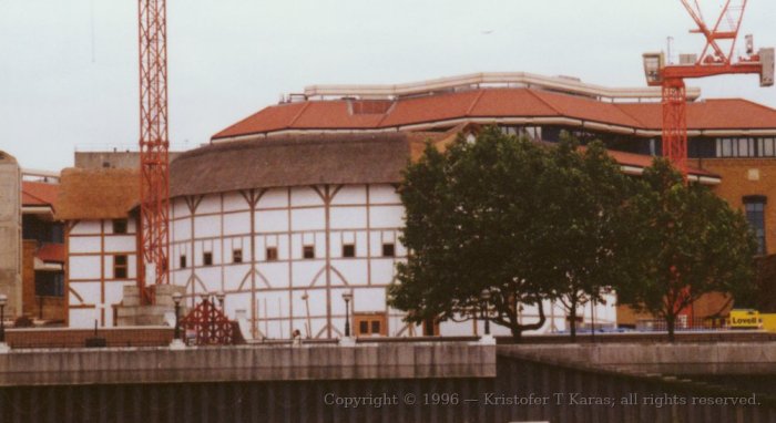 Shakespeare's "Globe Theatre", nearing completion, London