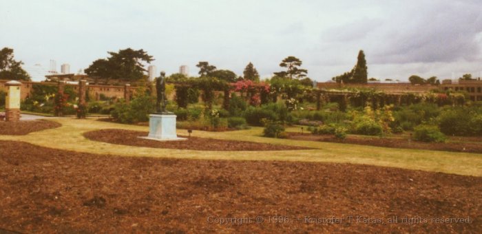 Garden with arbour, Royal Botanical Gardens, Kew, England