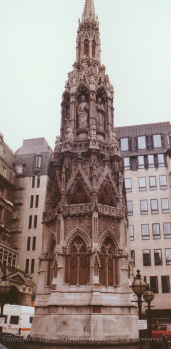 Ornately carved tower, Charing Cross station, London