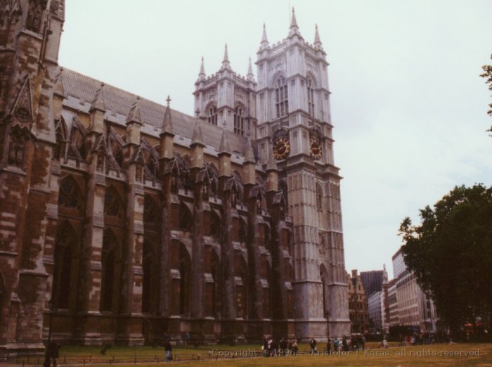 Towards Nave and entrance, Westminster Abbey exterior, London