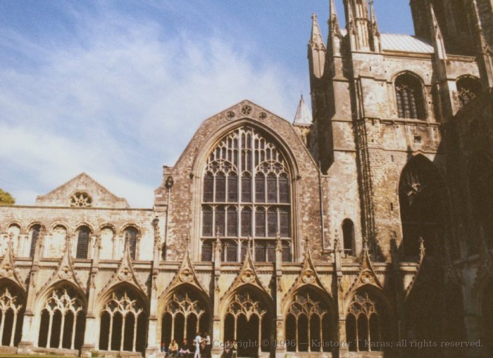 End view, showing stained glass of chapel, Canterbury Cathedral, England