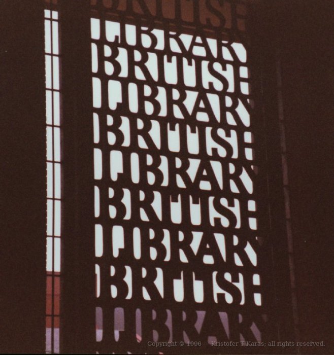 British Library grillwork sign, London