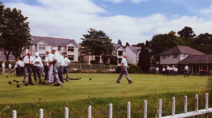 Older residents enjoy some friendly sport, Merthyr Tydfil, Wales