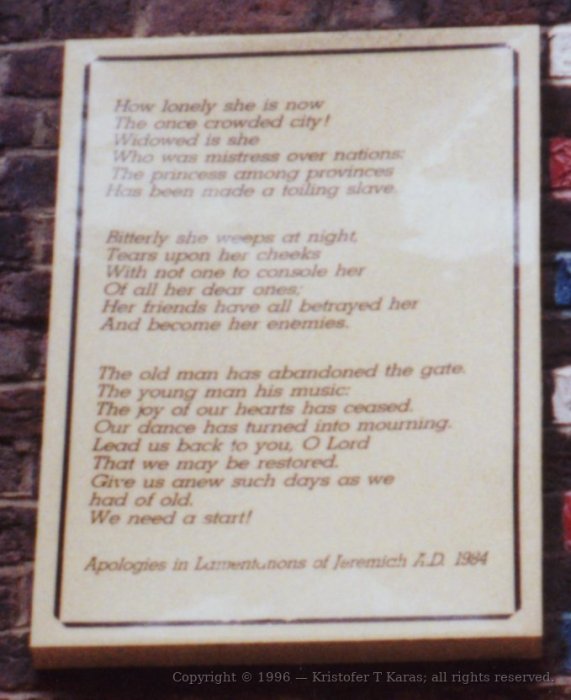 "Apologies in Lamentations of Jeremiah 1984", Liverpool, England