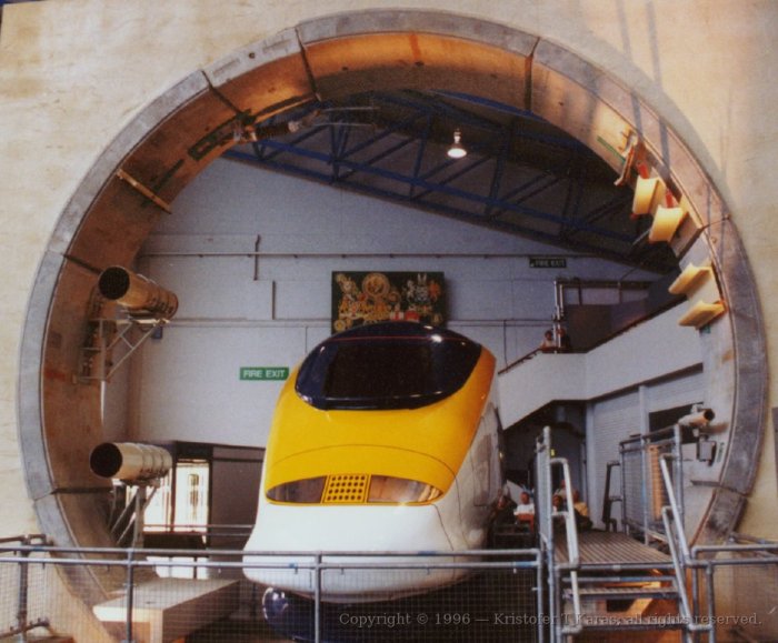 Channel Tunnel cross-sectional model with engine, York, England