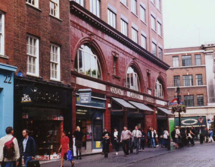 Shops near Covent Garden Underground station, London
