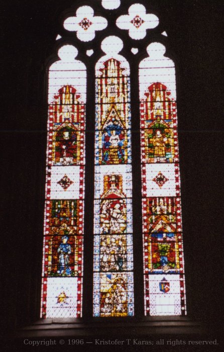 Stained glass detail, York Minster, England