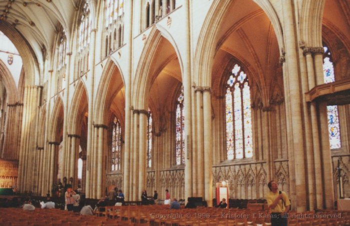 Interior side of Nave, York Minster, England
