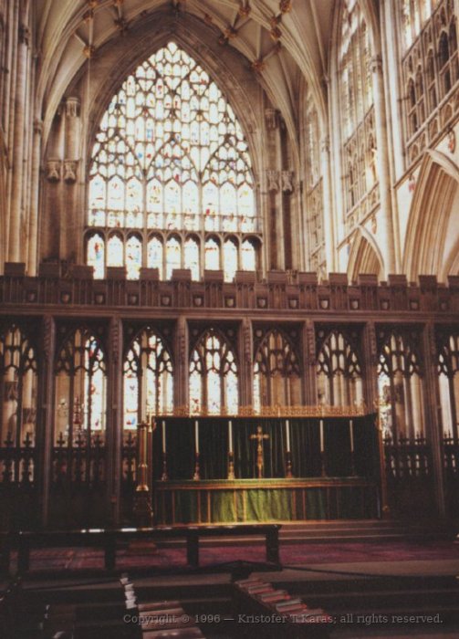 One of three altars inside York Minster, England