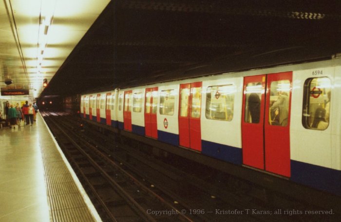 Circle Line train, Tower Hill station, London