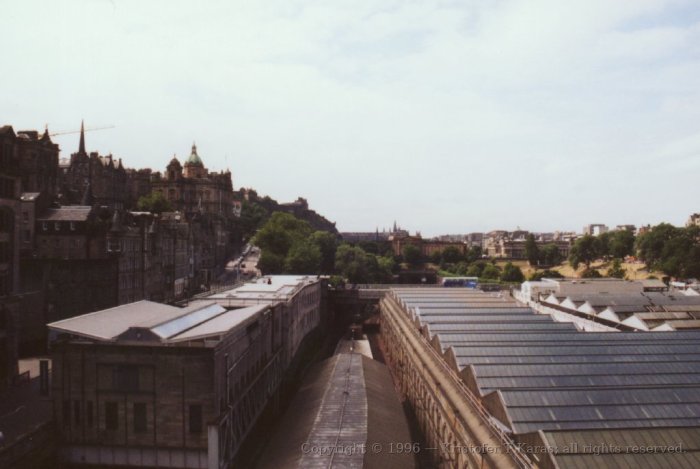 Overlooking Edinburgh railway station, Scotland