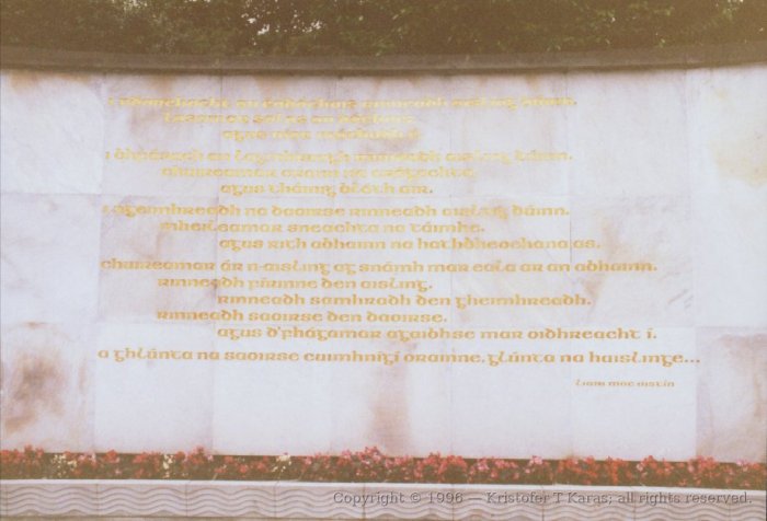 Main inscription at the head-end of the Garden of Remembrance, Dublin