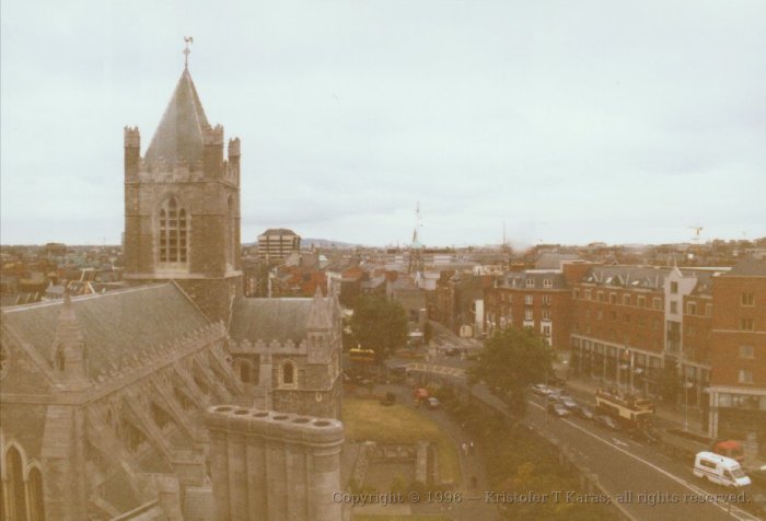 Looking west from the chapel tower of Christ's Church, Dublin