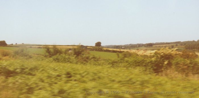 Irish countryside as seen through train window