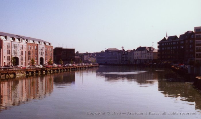 A view of Cork city, Ireland, as seen from one of its rivers