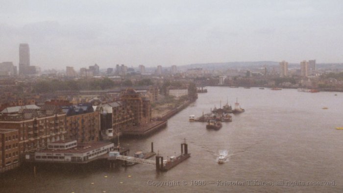 The Thames looking northeast from atop Tower Bridge, London