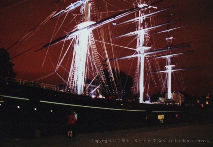 Cutty Sark at midnight, Greenwich, England