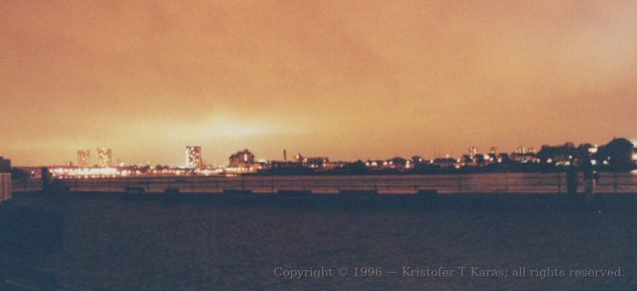 The Docklands at night, as seen from Greenwich, England