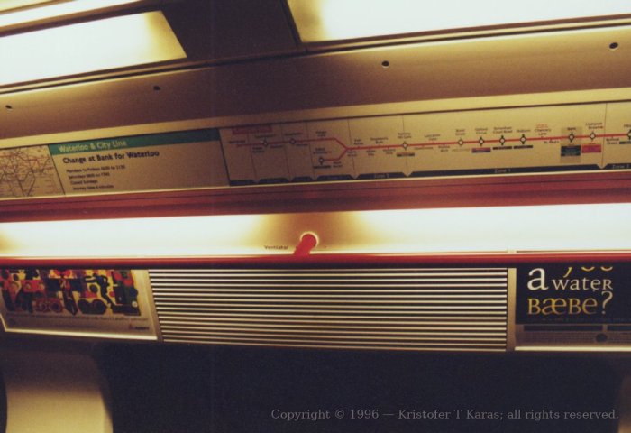 Route map, Central Line tube train, London