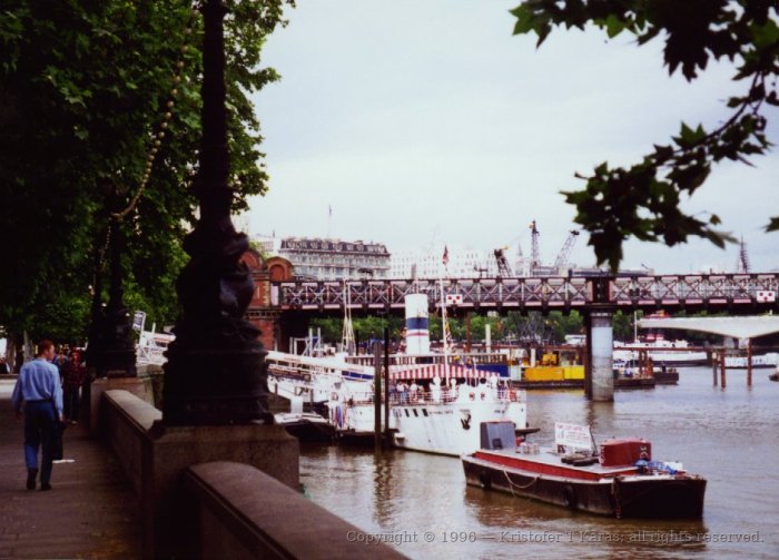 Thames, northern bank looking east from Westminster Pier, London