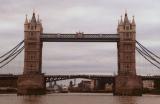 Close-up of Tower&nbsp;Bridge as riverboat readies to pass beneath; London