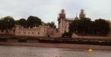 Tower of London, with scaffolding, as seen from the Thames