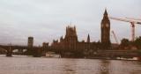Westminster Pier and the Houses of Parliament, seen from the Thames, London