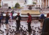 Feeding pigeons, Trafalgar Square, London