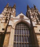 Stained glass front of Canterbury Cathedral, England