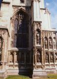 Exterior, side view with statues, Canterbury Cathedral, England