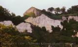 Stone fortification above one of the white cliffs, Dover, England