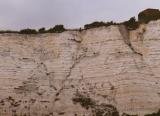 Striation in one of the white cliffs, Dover, England