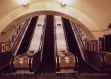 Base of escalators, Euston underground station, London