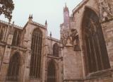 Stained glass and stone-work, York Minster, England