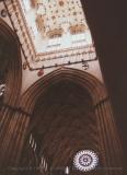 Looking up, inside at the center of York Minster, England