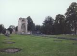 Ruined archways and grassy nave, Saint Mary's Abbey, York, England